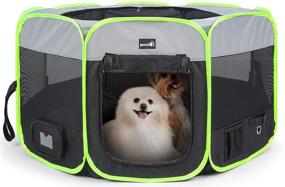 img 4 attached to Pecute Portable Pet Playpen: Foldable Exercise Tent Kennel for Dogs - Indoor & Outdoor Use | Removable Shade Cover, Carrying Case, & Water Resistance - Φ39.4 × H23.2in