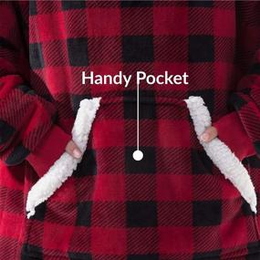 img 1 attached to Wearable Blanket Hoodie - Red-Black Flannel Sweatshirt for Adults (One Size Fits All) - Featured on Shark Tank