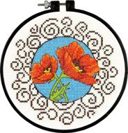 dimensions red poppies counted cross stitch kit - white 14 count aida cloth - 6'' d - floral embroidery craft set logo