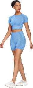 img 2 attached to 👯 Sytiz Women Seamless Yoga Outfits: 2-Piece Set with Workout Gym Shorts and Crop Top