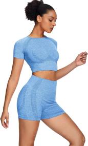 img 3 attached to 👯 Sytiz Women Seamless Yoga Outfits: 2-Piece Set with Workout Gym Shorts and Crop Top