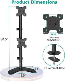 img 1 attached to 🖥️ WALI Dual Monitor Desk Stand: Versatile Vertical Screen Holder for 2 LCD LED Flat Screens up to 27 Inch - Free Standing with Grommet Base (MF002XLS), Black