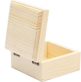 img 3 attached to Versatile Unfinished Wood Box with Hinged Lid (3.5 x 2 In, 6 Pack): Personalize Your Storage and Crafts