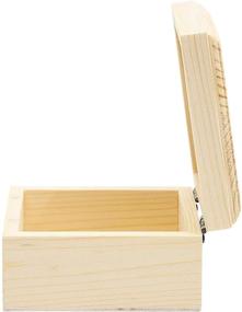 img 1 attached to Versatile Unfinished Wood Box with Hinged Lid (3.5 x 2 In, 6 Pack): Personalize Your Storage and Crafts