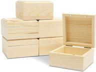 versatile unfinished wood box with hinged lid (3.5 x 2 in, 6 pack): personalize your storage and crafts logo