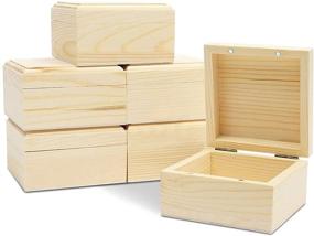 img 4 attached to Versatile Unfinished Wood Box with Hinged Lid (3.5 x 2 In, 6 Pack): Personalize Your Storage and Crafts