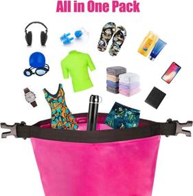 img 3 attached to INNVO Dry Bag 20L - Waterproof Backpack for Outdoor Activities Travel, Roll Top Rucksack for Camping, Fishing, Hiking, Kayaking, Boating & Water Sports, Two Shoulder Strap, Magenta