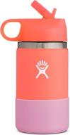 🍶 stainless steel hydro flask 12 oz. reusable kids water bottle with wide mouth and straw lid - vacuum insulated logo