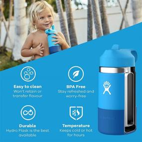 img 3 attached to 🍶 Stainless Steel Hydro Flask 12 oz. Reusable Kids Water Bottle with Wide Mouth and Straw Lid - Vacuum Insulated