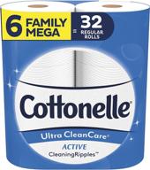 🧻 cottonelle ultra cleancare strong toilet paper: 6 family mega rolls, active cleaning ripples, bath tissue (32 regular rolls) logo