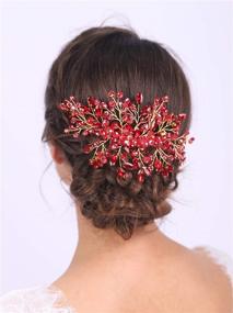 img 4 attached to 💍 Exquisite Aimimier Bridal Hair Comb: Red Crystal Wedding Comb with Ruby Crown - Perfect Bridesmaid Hair Accessory for Women and Girls