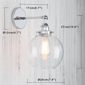 img 3 attached to ✨ Vintage Industrial Rustic Wall Mount Light Fixture - Permo Wall Sconce with 7.9" Round Clear Glass Globe Shade in Chrome