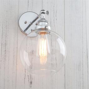 img 1 attached to ✨ Vintage Industrial Rustic Wall Mount Light Fixture - Permo Wall Sconce with 7.9" Round Clear Glass Globe Shade in Chrome