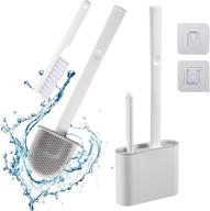 🚽 toilet brush and holder set, silicone bristle scrubber with flexible flat design, wall-mounted toilet cleaning brush for bathroom logo
