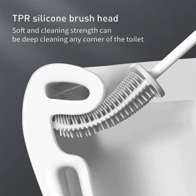 img 1 attached to 🚽 Toilet Brush and Holder Set, Silicone Bristle Scrubber with Flexible Flat Design, Wall-Mounted Toilet Cleaning Brush for Bathroom