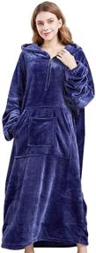 img 4 attached to 🧥 Hilarocky Oversized Fleece Wearable Blanket Hoodie: Ultra Cozy Navy Blue Sweatshirt Blanket with Double Front Pocket