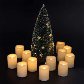 img 1 attached to Eldnacele Flameless Flickering Votive Tealight Candles with Remote - 12-Pack Warm White LED Bulk Set for Party Decoration - Battery Operated, Realistic and Outdoor Safe - Batteries Included