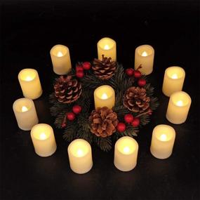 img 2 attached to Eldnacele Flameless Flickering Votive Tealight Candles with Remote - 12-Pack Warm White LED Bulk Set for Party Decoration - Battery Operated, Realistic and Outdoor Safe - Batteries Included