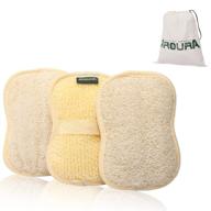 egyptian natural exfoliating loofah pads and sponges for bathing set of 3, 4*6 inch - aroura organic loofah with flexible fibers and cotton handle logo