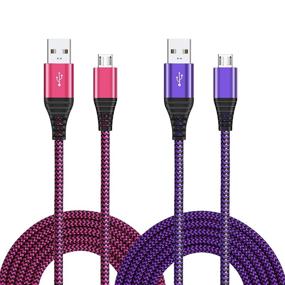 img 4 attached to 🔌 Кабель Micro USB Okray 10FT 2 шт - Длинный плетеный зарядный кабель для Android для быстрой зарядки и синхронизации данных - Совместим с PS4, Galaxy S7 S6/Edge, Note 5 4 - Фиолетово-розовый