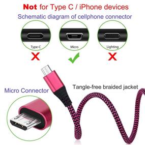 img 3 attached to 🔌 Кабель Micro USB Okray 10FT 2 шт - Длинный плетеный зарядный кабель для Android для быстрой зарядки и синхронизации данных - Совместим с PS4, Galaxy S7 S6/Edge, Note 5 4 - Фиолетово-розовый