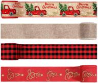 🎄 christmas ribbon vintage burlap assortment – 4 rolls of truck plaid tree burlap ribbon for diy crafts, wrapping & decoration – 2.5 inch width x 5 yard length per roll logo