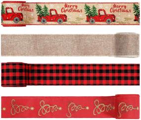 img 4 attached to 🎄 Christmas Ribbon Vintage Burlap Assortment – 4 Rolls of Truck Plaid Tree Burlap Ribbon for DIY Crafts, Wrapping & Decoration – 2.5 Inch Width x 5 Yard Length per Roll