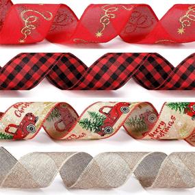 img 3 attached to 🎄 Christmas Ribbon Vintage Burlap Assortment – 4 Rolls of Truck Plaid Tree Burlap Ribbon for DIY Crafts, Wrapping & Decoration – 2.5 Inch Width x 5 Yard Length per Roll