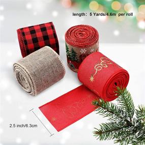 img 2 attached to 🎄 Christmas Ribbon Vintage Burlap Assortment – 4 Rolls of Truck Plaid Tree Burlap Ribbon for DIY Crafts, Wrapping & Decoration – 2.5 Inch Width x 5 Yard Length per Roll