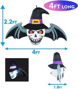 img 2 attached to 4-Foot Halloween Inflatable Outdoor Winged Demon's Head Yard Decoration with LED Lights - GOOSH, Perfect for Holiday, Party, Yard, and Garden Celebrations - Clearance Sale