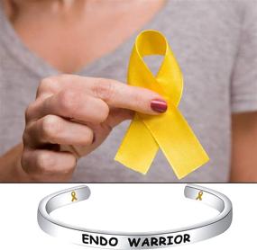 img 2 attached to 🎗️ Endometriosis Warrior Bracelet - CHOORO Yellow Ribbon Cuff, Endo Awareness Jewelry and Support Gift