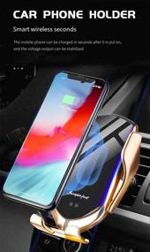 img 1 attached to 📱 Convenient Wireless Car Charger Mount with Auto-Clamping for iPhone11/11Pro/11ProMax, Samsung S10/S9, LG, Google Pixel & More (Gold)