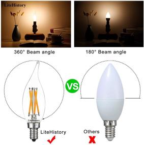 img 2 attached to 💡 LiteHistory E12 Dimmable LED Bulb 6W (60W Equivalent) - 2700K Soft White - Energy Efficient Candelabra Bulb for Chandeliers & Ceiling Fans - Clear - 12 Pack