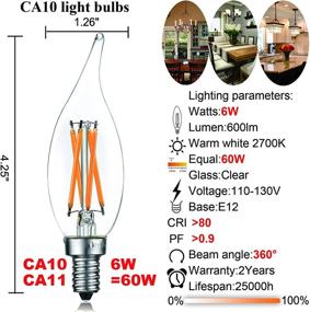 img 1 attached to 💡 LiteHistory E12 Dimmable LED Bulb 6W (60W Equivalent) - 2700K Soft White - Energy Efficient Candelabra Bulb for Chandeliers & Ceiling Fans - Clear - 12 Pack