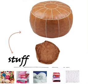 img 2 attached to 🪑 ZEFEN Brown Leather Pouf Foot Stool: Versatile Ottoman Cushion for Resting & Storage in Living Room, Bedroom, Kids Room, and Weddings