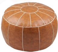 🪑 zefen brown leather pouf foot stool: versatile ottoman cushion for resting & storage in living room, bedroom, kids room, and weddings логотип