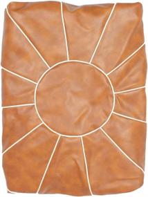 img 3 attached to 🪑 ZEFEN Brown Leather Pouf Foot Stool: Versatile Ottoman Cushion for Resting & Storage in Living Room, Bedroom, Kids Room, and Weddings