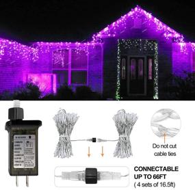 img 2 attached to 🎄 YOLIGHT 16.5ft 192 LED Icicle Lights Outdoor, Purple Icicle Christmas Lights with Remote, 8 Modes Twinkle Curtain String Lights, for Wedding Party Home Garden Bedroom Roof Decorations