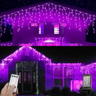 🎄 yolight 16.5ft 192 led icicle lights outdoor, purple icicle christmas lights with remote, 8 modes twinkle curtain string lights, for wedding party home garden bedroom roof decorations logo