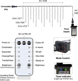 img 1 attached to 🎄 YOLIGHT 16.5ft 192 LED Icicle Lights Outdoor, Purple Icicle Christmas Lights with Remote, 8 Modes Twinkle Curtain String Lights, for Wedding Party Home Garden Bedroom Roof Decorations