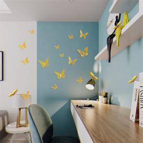 img 1 attached to 🦋 Gold 3D Butterfly Wall Stickers - Set of 48, 4 Styles, 3 Sizes - Removable Metallic Room Decals for Kids Bedroom, Nursery, Classroom, Party, Wedding Decor - DIY Gift