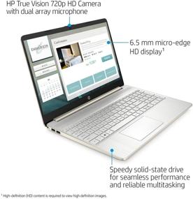 img 3 attached to Ноутбук HP Pavilion последней модели 2021 года с процессором AMD Athlon 3050U, 16 ГБ оперативной памяти, 512 ГБ SSD, встроенной веб-камерой, HDMI, Bluetooth, долгим временем работы от аккумулятора, золотистого цвета, в комплекте с Windows 10 и тряпкой Oydisen