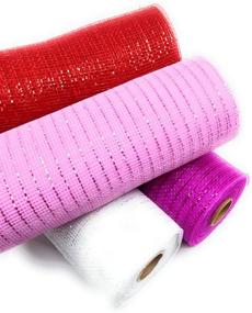 img 1 attached to ❤️ Pack of 4 Valentine's Day Decorative 10" Wide Deco Mesh Rolls - Fuchsia, Pink, White, Red