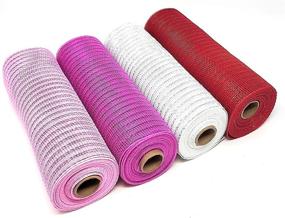 img 3 attached to ❤️ Pack of 4 Valentine's Day Decorative 10" Wide Deco Mesh Rolls - Fuchsia, Pink, White, Red