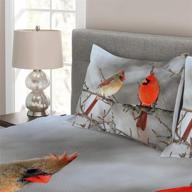 lunarable bedspread ornithology decorative vermilion logo