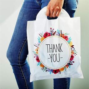 img 1 attached to 🌸 Floral Wreath Thank You Gift Bags with Handles - Pack of 100, Size: 12 x 13 inches