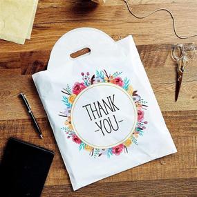 img 3 attached to 🌸 Floral Wreath Thank You Gift Bags with Handles - Pack of 100, Size: 12 x 13 inches