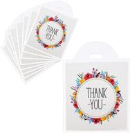 🌸 floral wreath thank you gift bags with handles - pack of 100, size: 12 x 13 inches logo