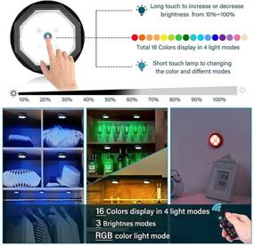 img 2 attached to 💡 LIGHTESS Rechargeable LED Puck Lights - Wireless Under Counter Lights with Remote, RGB Color Changing Night Light for Closet Stairway Kitchen, 6 Pack (Black)