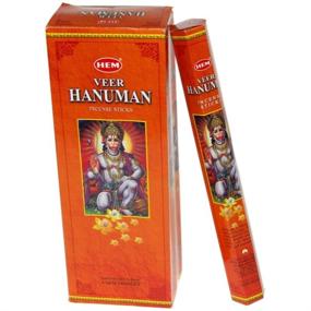 img 1 attached to 🧘 Authentic Veer Hanuman Incense - Hand Rolled in India: Box of Six 20 Stick Hex Tubes by HEM Incense